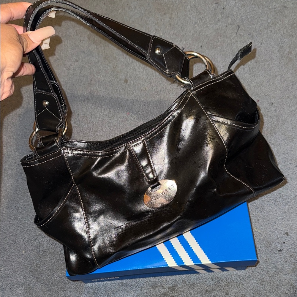 Nine West Shiny Black Shoulder Bag